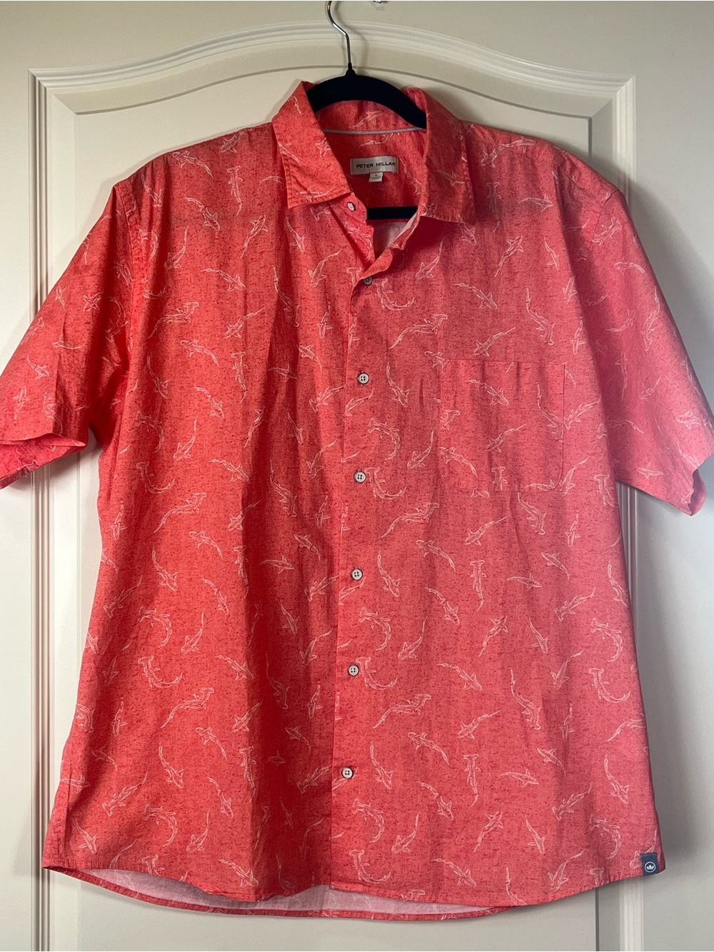 Peter Millar Coral Short-Sleeve Button-Down Shirt